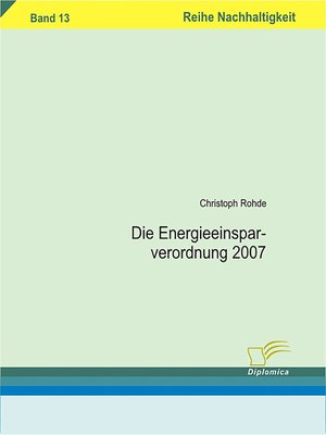 cover image of Die Energieeinsparverordnung 2007